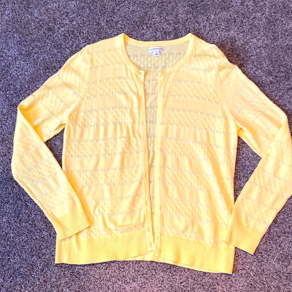 Croft and Barrow Lemon Yellow Cardigan size L